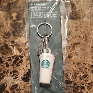 Starbucks Cream Cup Keychain with Silver Accent